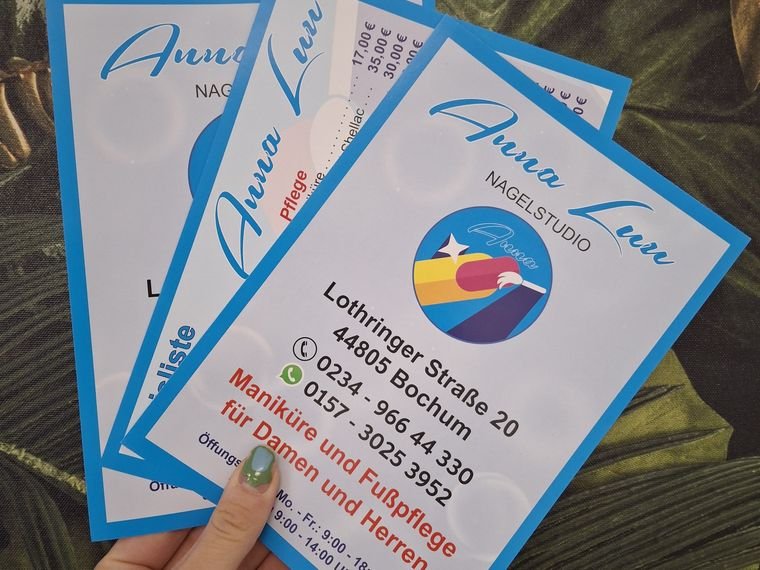 Anna Lieu Nagelstudio &ndash; Preislisten-Flyer