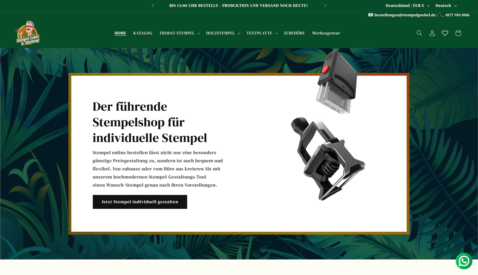 Startseite des Online-Shops stempelgoebel.de